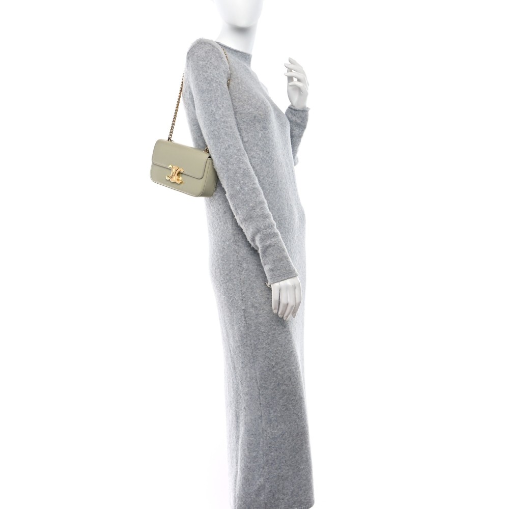 Shiny Calfskin Triomphe Chain Shoulder Bag Almond Green Shiny Calfskin Triomphe Chain Shoulder Bag Almond Green