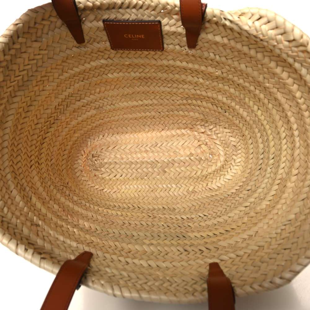 Raffia Calfskin Triomphe Medium Panier Tan Raffia Calfskin Triomphe Medium Panier Tan