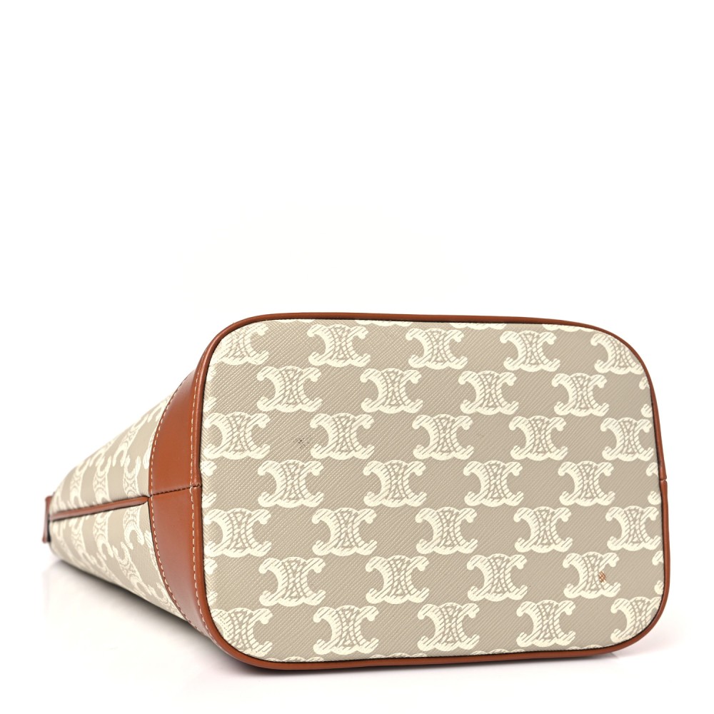 Triomphe Canvas Calfskin Small Bucket Bag Grege Triomphe Canvas Calfskin Small Bucket Bag Grege