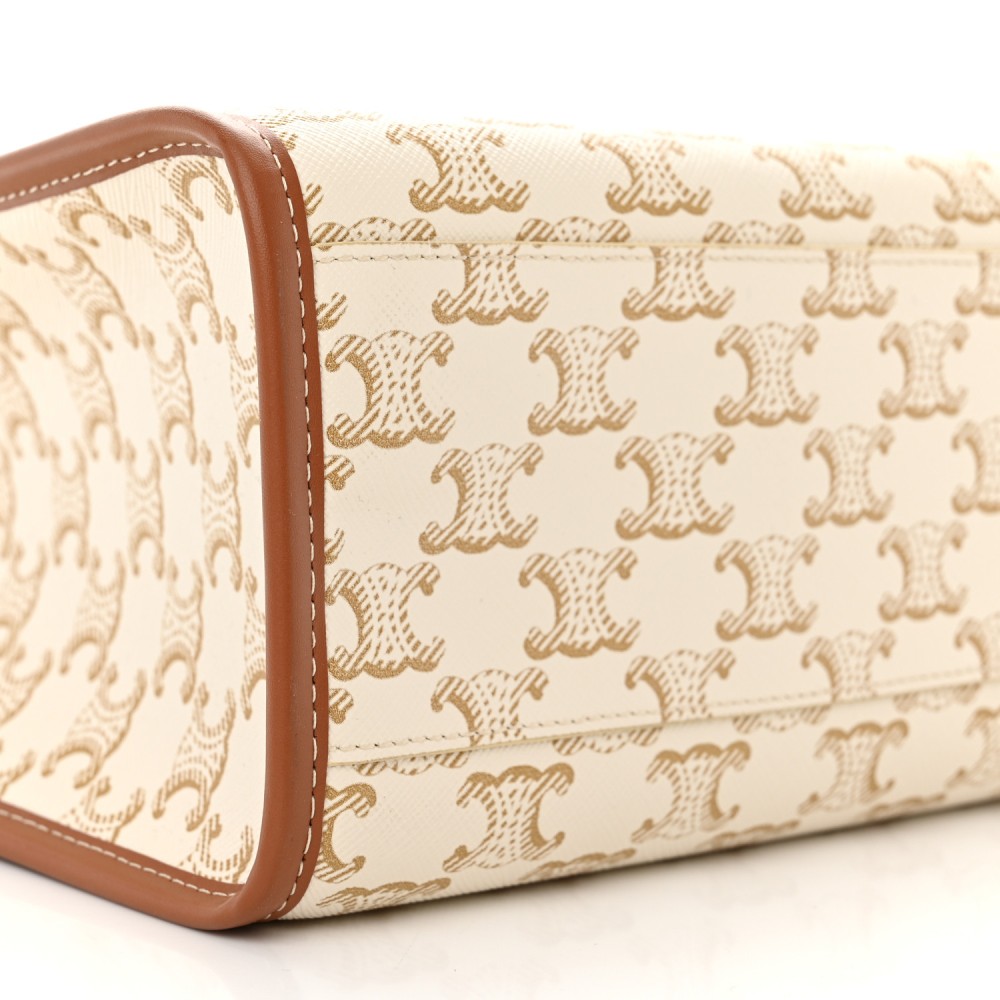 Triomphe Canvas Calfskin Mini Horizontal Cabas White Triomphe Canvas Calfskin Mini Horizontal Cabas White