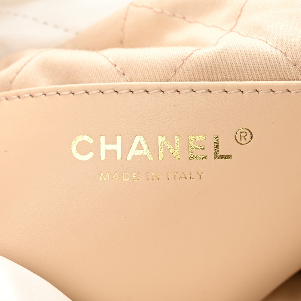 Shiny Calfskin Quilted Mini Chanel 22 White Shiny Calfskin Quilted Mini Chanel 22 White