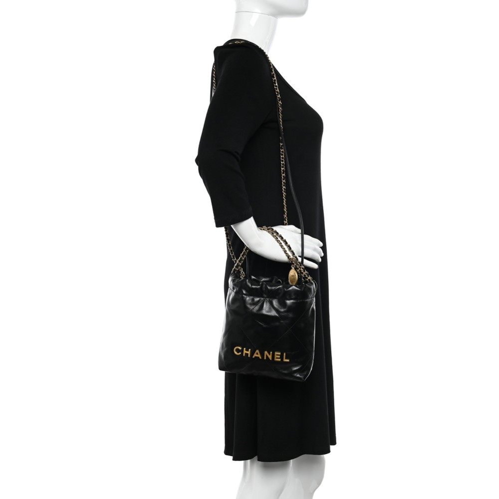 Shiny Calfskin Quilted Mini Chanel 22 Black Shiny Calfskin Quilted Mini Chanel 22 Black
