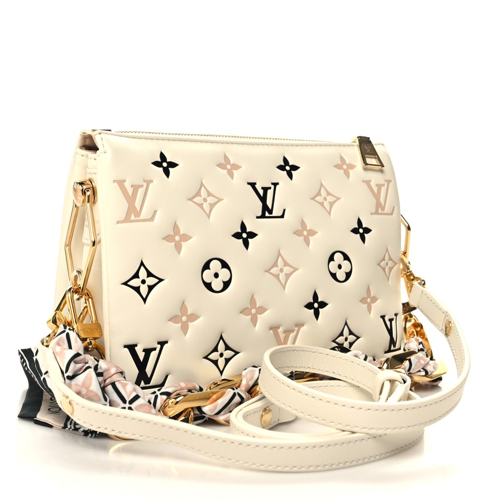 Lambskin Embossed Monogram Tricolor By The Pool Coussin BB Beige Lambskin Embossed Monogram Tricolor By The Pool Coussin BB Beige