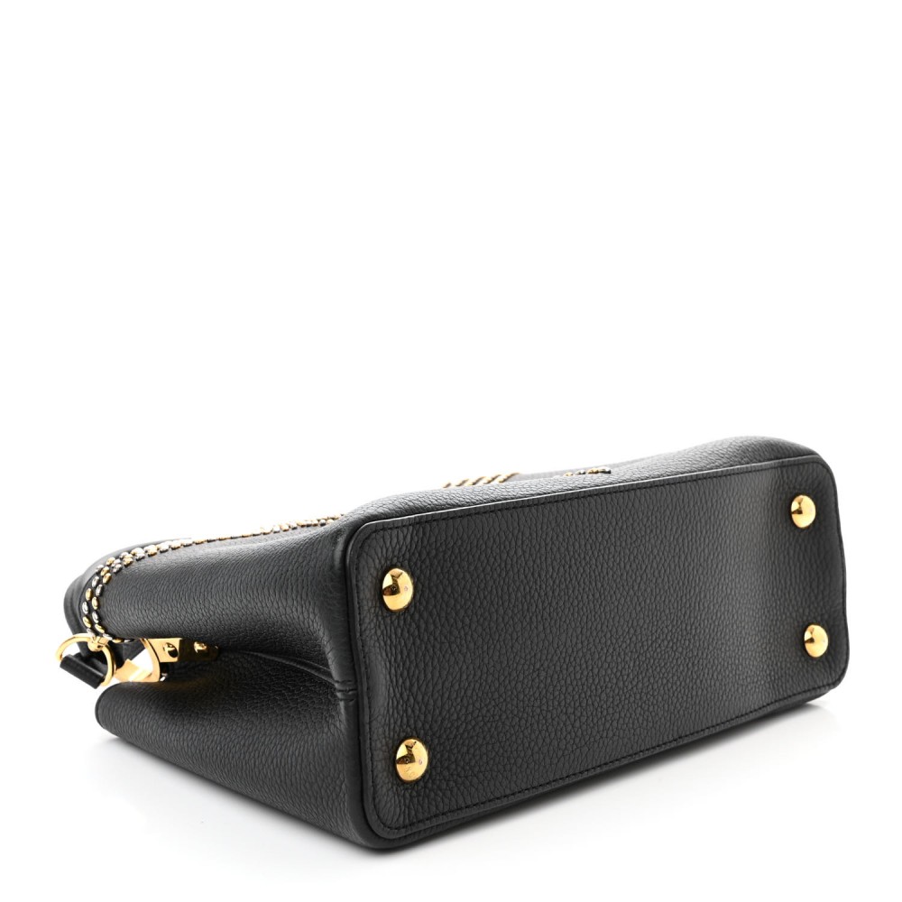 Taurillon Fleur De Lys Capucines PM Black Taurillon Fleur De Lys Capucines PM Black