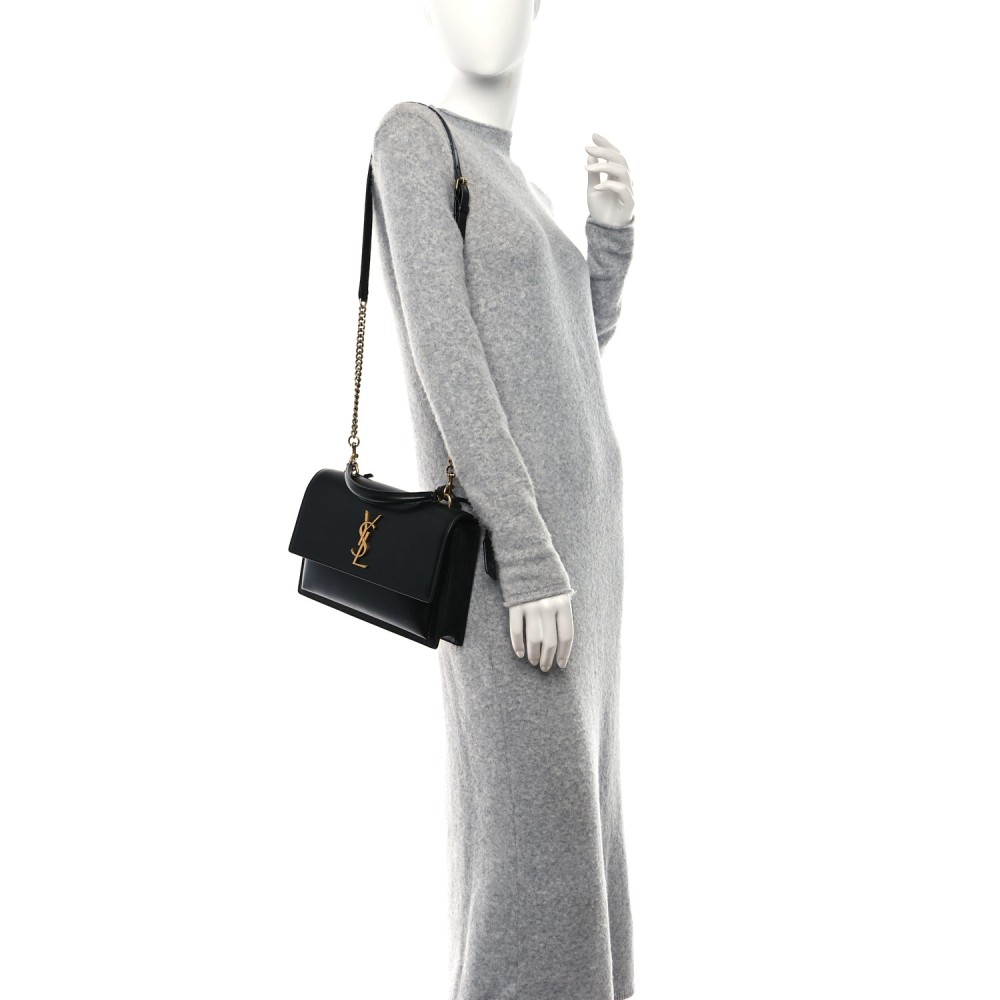 Smooth Calfskin Medium Monogram Sunset Satchel Black Smooth Calfskin Medium Monogram Sunset Satchel Black