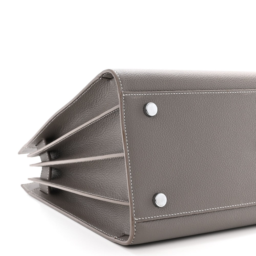 Grained Calfskin Topstitch Small Sac De Jour Grey Grained Calfskin Topstitch Small Sac De Jour Grey