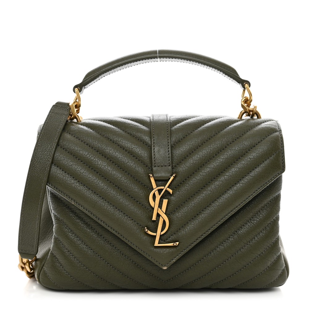 Sheepskin Matelasse Chevron Monogram Medium College Bag Military Olive Sheepskin Matelasse Chevron Monogram Medium College Bag Military Olive