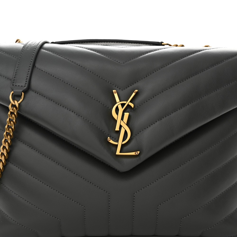 Calfskin Y Quilted Monogram Medium Loulou Chain Satchel Storm Calfskin Y Quilted Monogram Medium Loulou Chain Satchel Storm