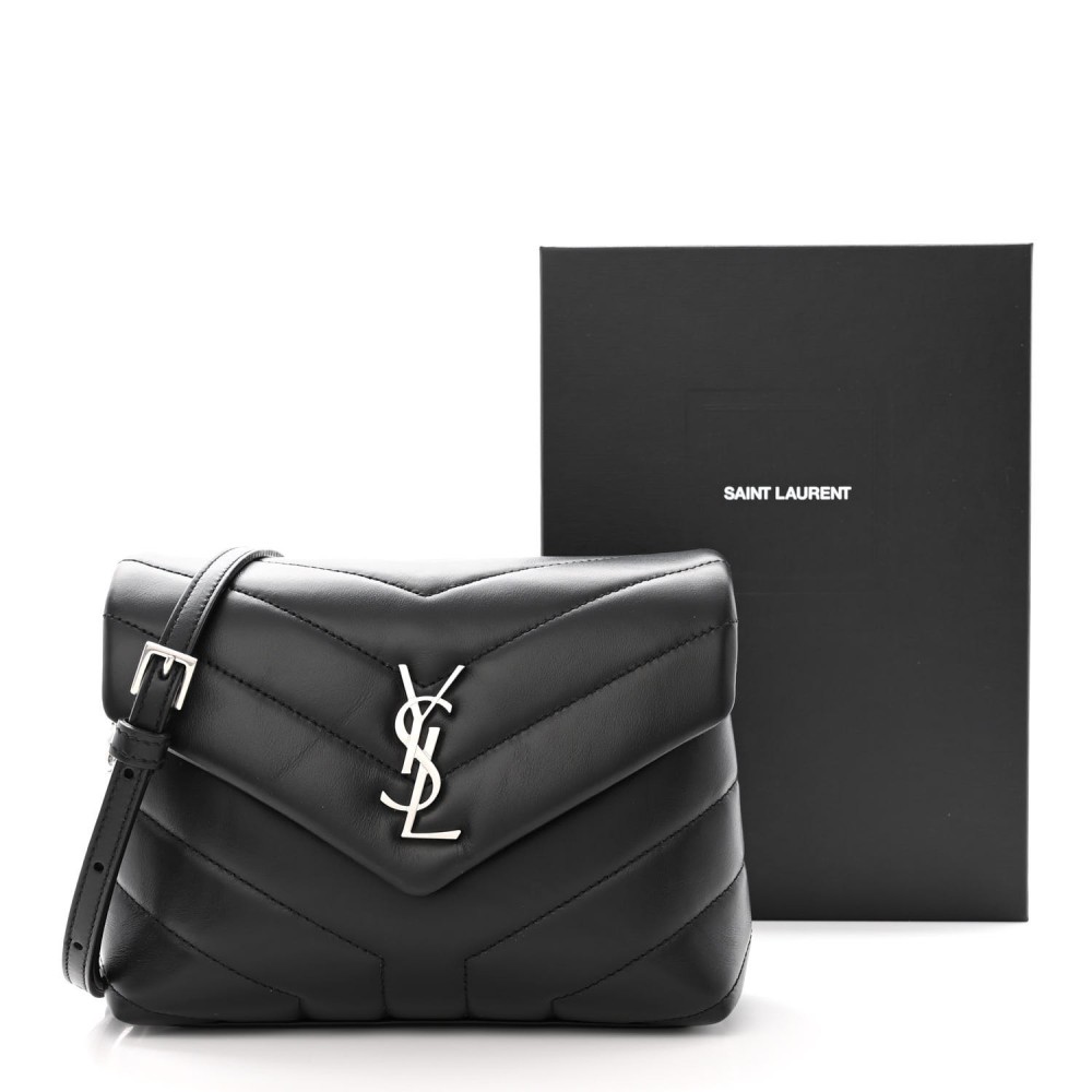 Calfskin Y Quilted Monogram Toy Loulou Crossbody Bag Black Calfskin Y Quilted Monogram Toy Loulou Crossbody Bag Black